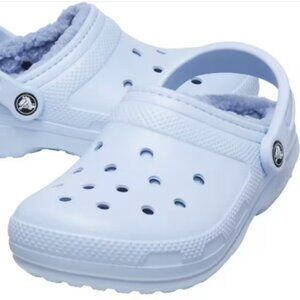 Men's/Womens Lined Classic Crocs Light Blue Faux Fur Clog Shoes